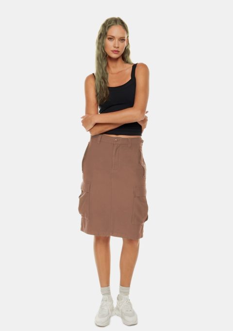 Alexa Brown Cargo Midi Skirt