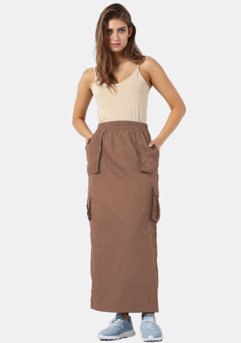 Brown Cargo Maxi Skirt