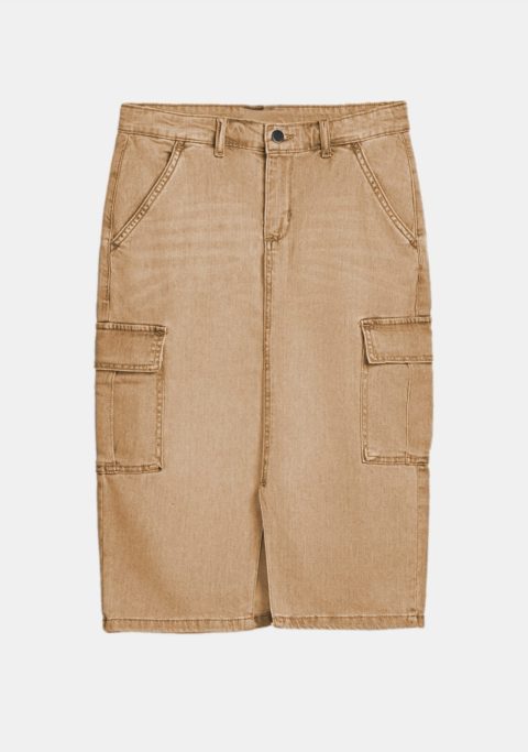 Cindy Cargo Denim Midi Skirt