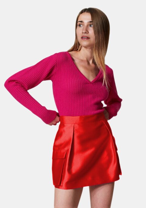 Crimson Mini Cargo Skirt for Women