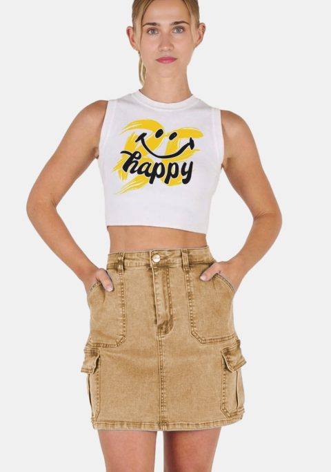 Brown Mini Denim Skirt