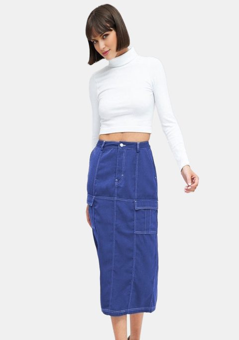 Kylie Blue Denim Cargo Skirt
