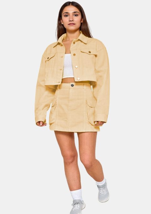 Linda Beige Cargo Mini Skirt