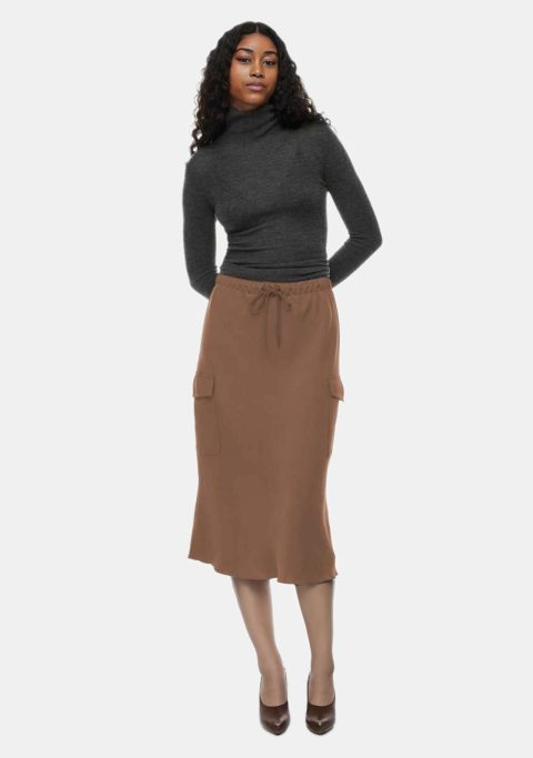 Mocha Brown Midi Skirt