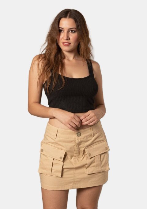 khaki cargo mini skirt