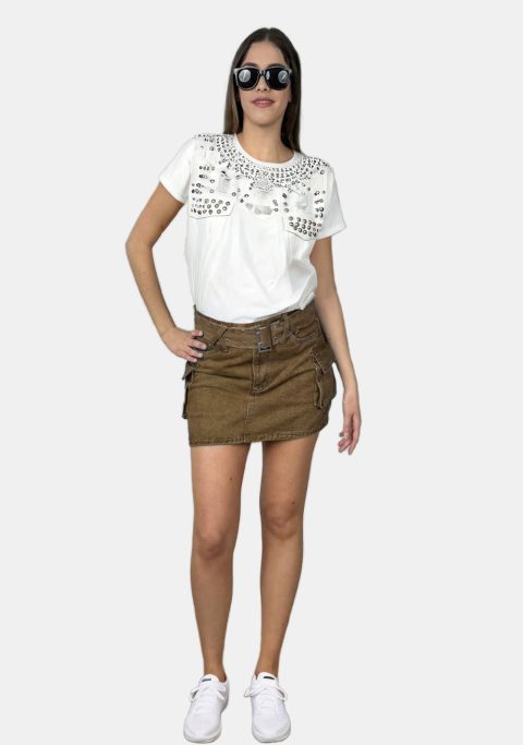 Versatile Denim Cargo Skirt with Pockets