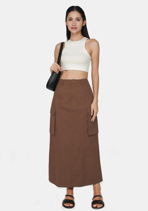 Isla Maxi Dark Brown Cargo Skirt
