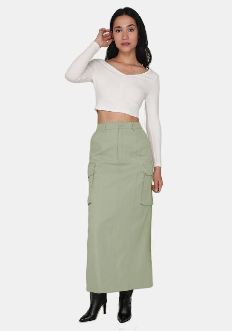 Jourdan Green Cargo Maxi Skirt