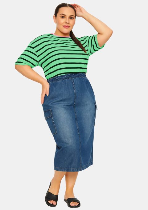Plus Size Jean Cargo Skirt