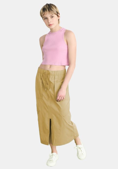 khaki Maxi Cargo Skirt