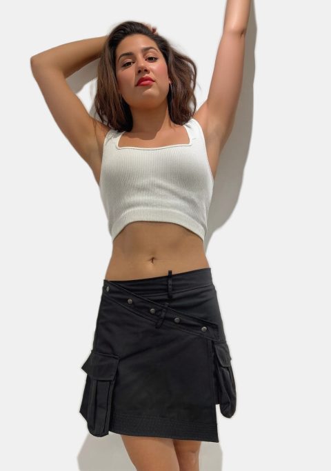 Black Short Cargo Skirt