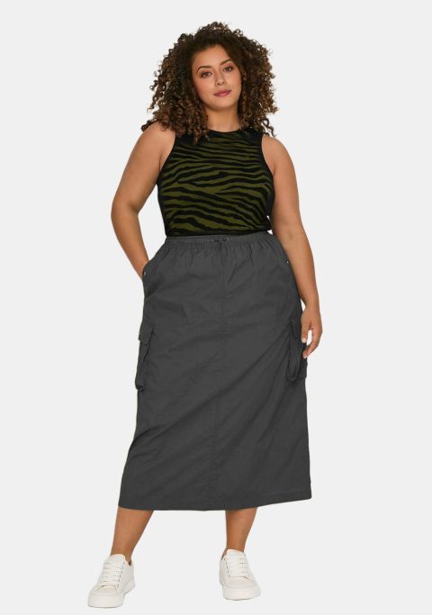 Charcoal Gray Plus Cargo Skirt