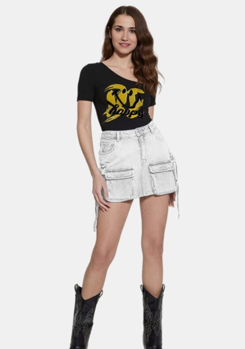 Washed White Cargo Skirt