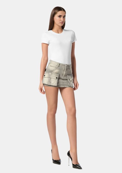 Stone Gray Cargo Skirt